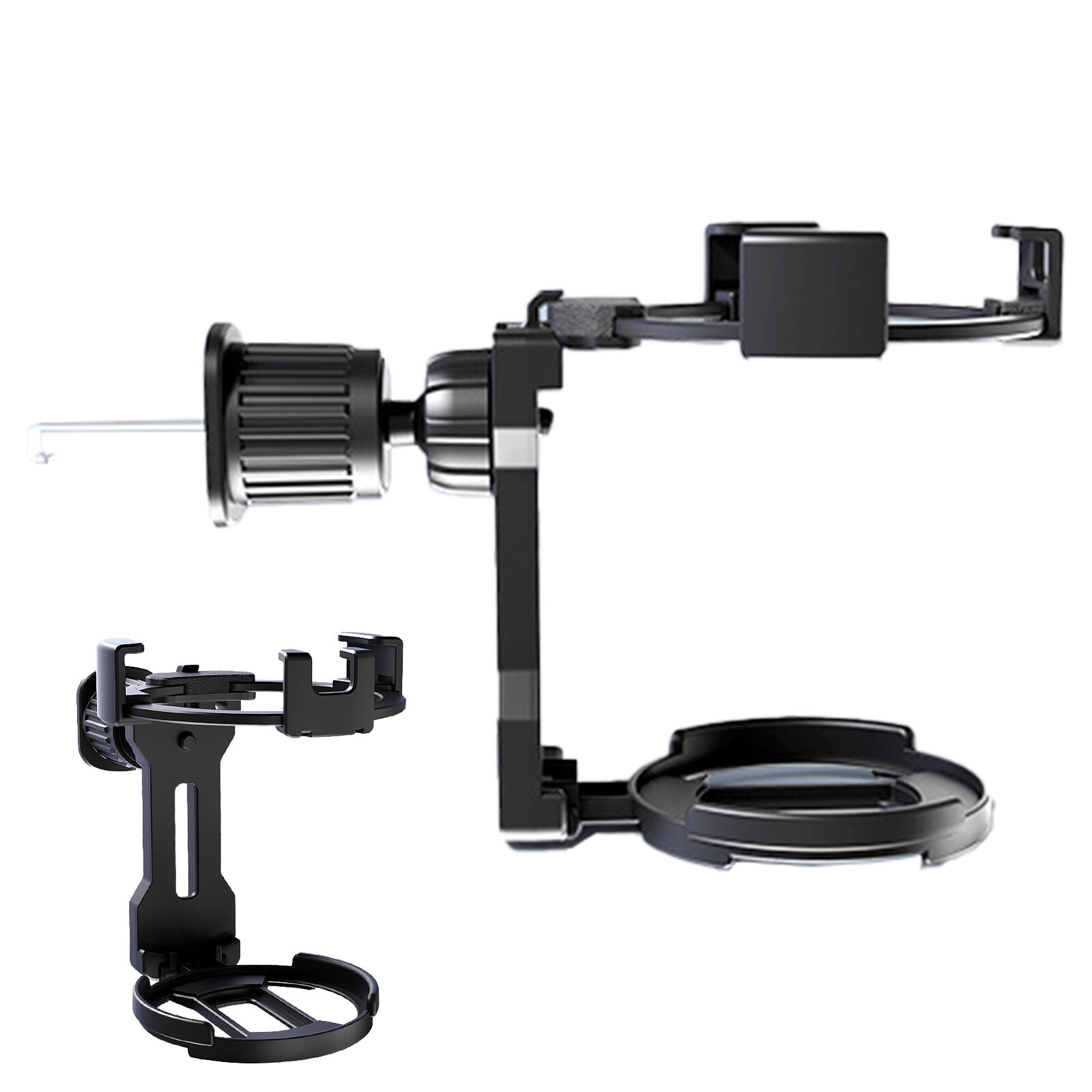 Adjustable Car Cup Holder Phone Mount with Bottle Bracket-image