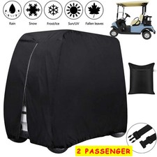 Black Waterproof Golf Cart Storage Cover 2 Passenger For EZGO Club Car Yamaha