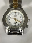 Vtg Timex Indiglo Alarm Analog Quartz Watch Gold Silver Band 39mm Fresh Battery