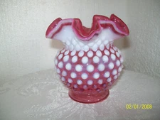Fenton Cranberry Opalescent Hobnail Vase