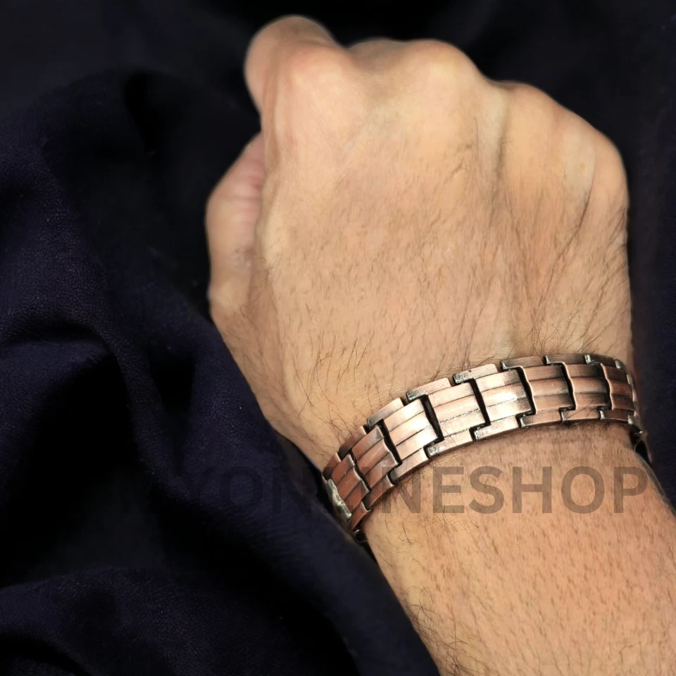 Mens Double Strength Copper Rich Bio Magnetic Healing Bracelet 36 Magnets Cuff - Image 4 of 4