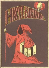 Grim Reaper with Gift Funny Birthday Card - Greeting Card by Designer Greetings