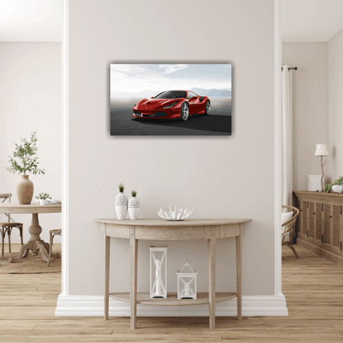 Ferrari Super Car Wandkunst bedruckte Leinwand über einen massiven Kiefernrahmen gestreckt - Bild 3 von 5