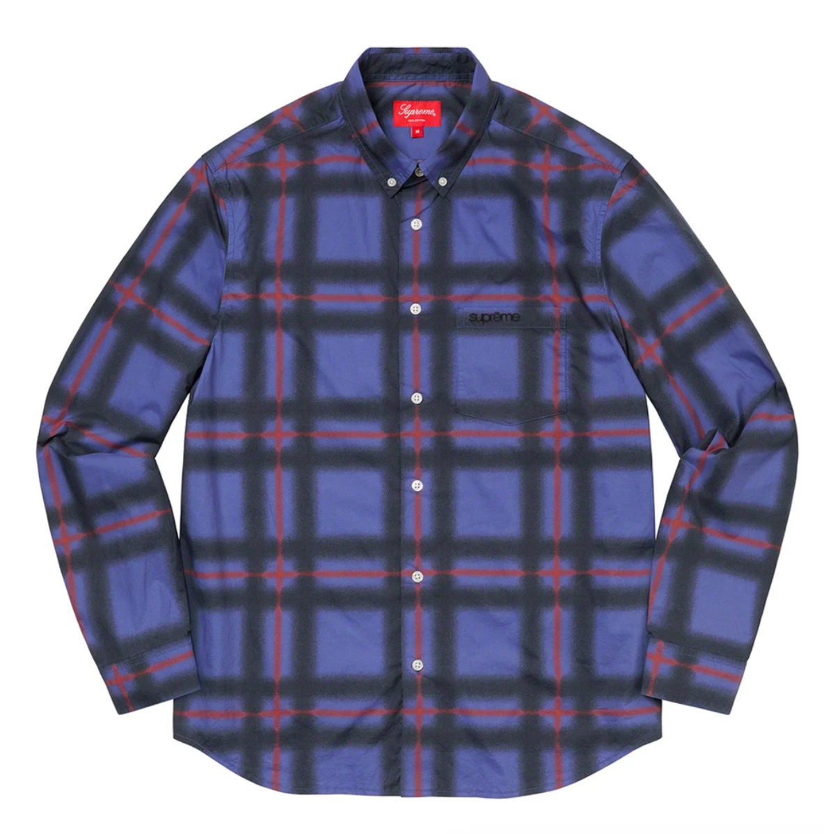 SH21 SUPREME SPRAY TARTAN BOUTONNÉ BLEU ROUGE TARTAN TAILLE XL (Boîte #4)