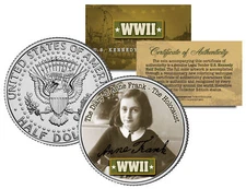 World War II ANNE FRANK Colorized JFK Half Dollar US Coin THE HOLOCAUST DIARY OF