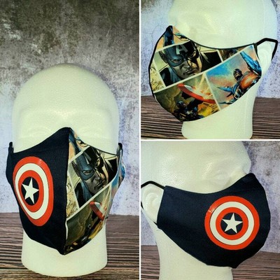 Captain America inspired Face Mask character print