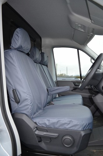 Volkswagen Crafter Van 2017+ Front 3 Tailored Waterproof Grey Seat Covers - Picture 4 of 4