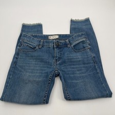 Free People Womens Jeans 25 Blue Distressed Casual Denim Low Rise Fringe Pockets