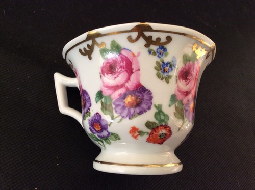 RARE tasse a thé porcelaine vieux paris décor floral et or Louis Philippe XIX - Imagen 5 de 12