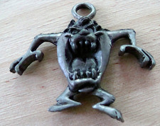 VTG 1990's Taz Tazmanian Devil Pendant Charm Pewter/Silvertone Looney Tunes