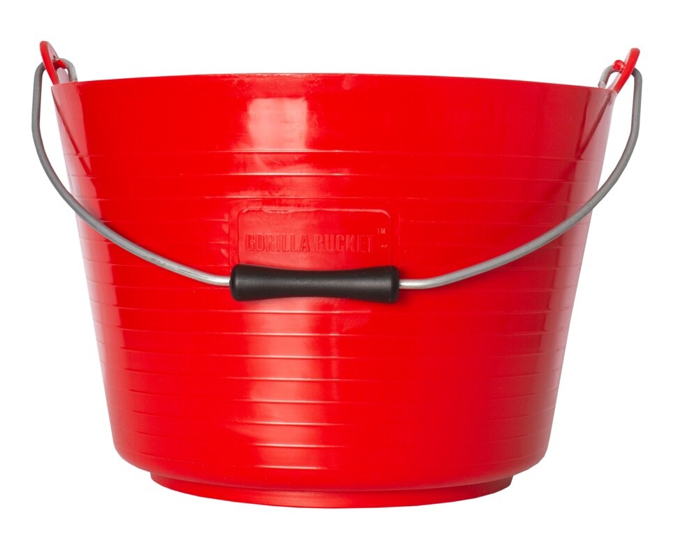 Red Gorilla Flexible Home Garden Builders Mixing Plastering Bucket Tub 22L - Red