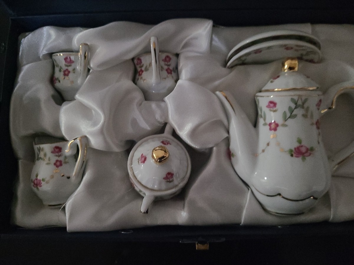 Vintage Ace Gift Collection Porcelain Miniature Tea Set - Floral