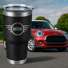 Mini Cooper 30 Oz Tumbler 1 Side Lasered And Insulated Logo Emblem Mug Mini Cooper 30 Oz Tumbler 1 Side Lasered And Insulated Logo Emblem Mug