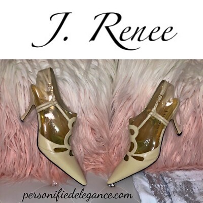 NEW J. Renee Camlin Bone Leather T-Strap Pointed Toe Pumps Size 10W $89.95