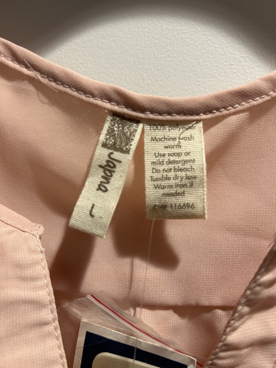 S 👗 Japna Pink Crew Neck Sleeveless Button Blouse Tank Top Shirt L
