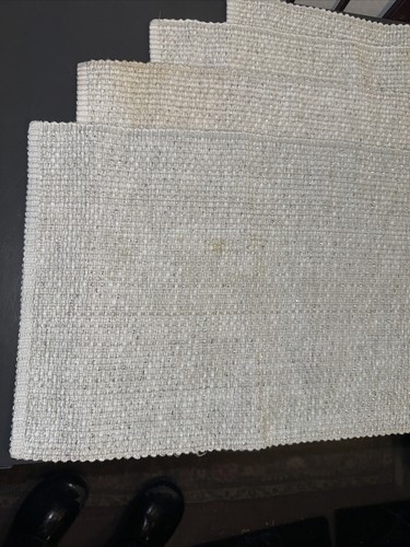 Set of 4 Christmas Placemats Mats Silver Sparkle Cotton Cloth 16x12 - Picture 10 of 10