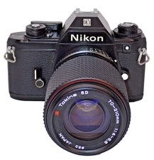 Working Nikon EM 35mm Film Camera w/ Tokina Lens 70-210mm 1:4/5.6 Cycle Tested