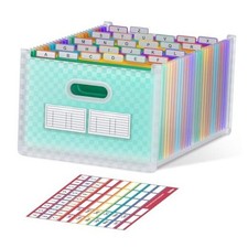 26-Pocket Accordion File Organizer, Upright  Open Top, A  Z 26 Pockets Green