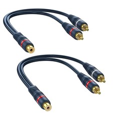 RCA Splitter 1 Female to 2 Male 2 Pack RCA Y Splitter RCA Audio Video Cable S...