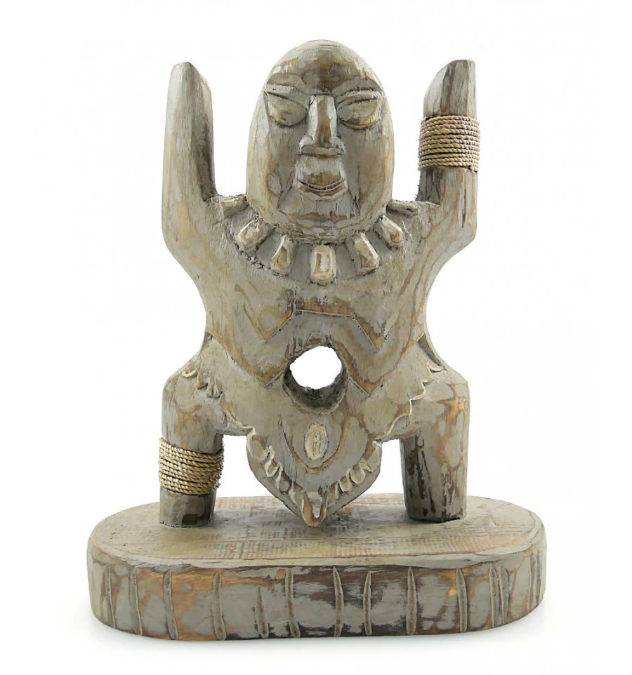 Totem Koh Lanta en bois 30cm statuette exotique pour décoration anniversaire et totem de jeu