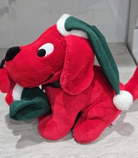 Vintage 1992 Clifford the Big Red Dog Plush w/ Puppy Santa Hat Christmas
