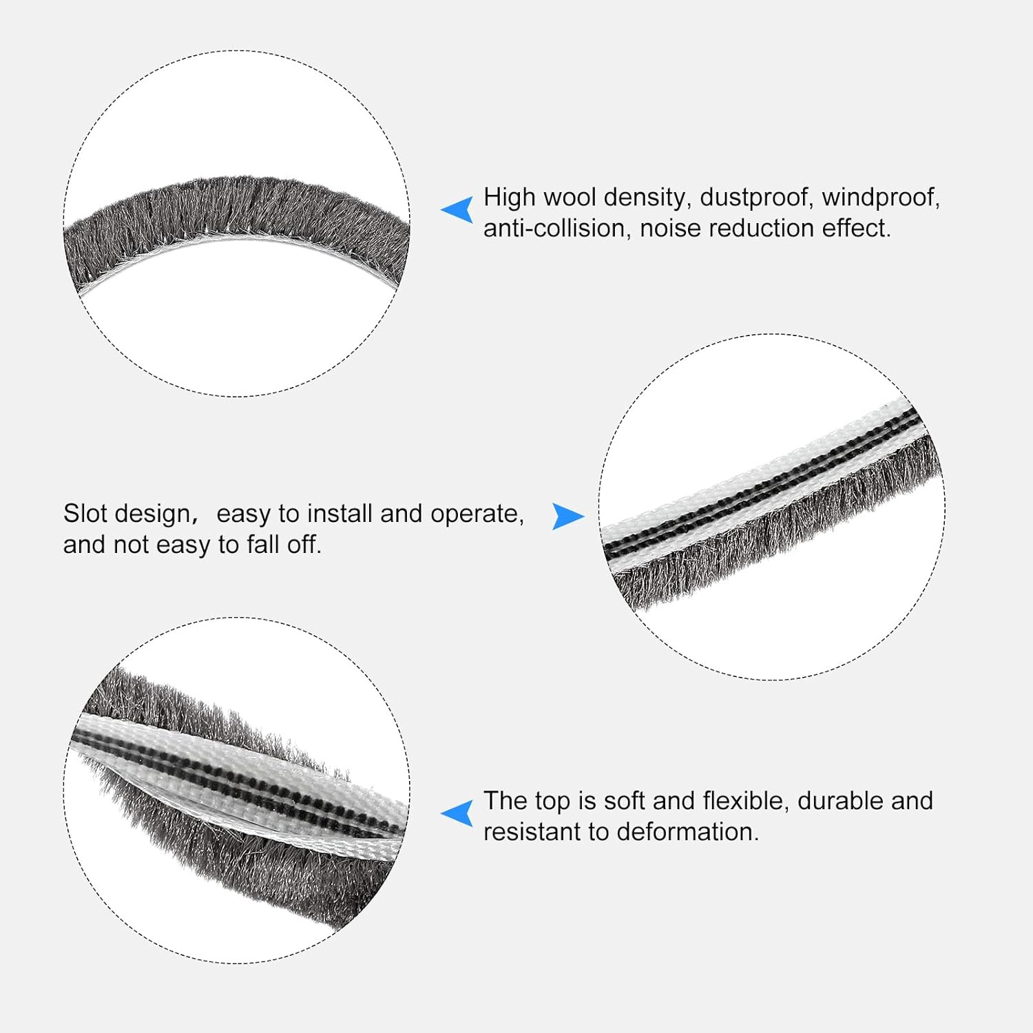 Brush Seal Weather Stripping (1/4"X1/4"X10Ft), Card Slot Door Brush Strip - for 