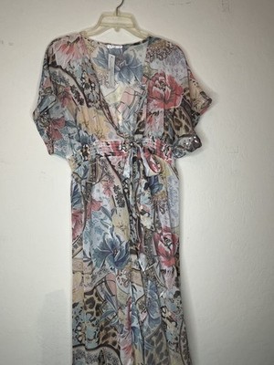 VENUS Sheer Floral Cover Up Kimono NWT Tie Front Beach Duster Lightweight