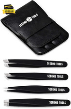 4 Piece Tweezer Set - Tweezers for Women - Ingrown Hair Removal Kit - Eyebrow Pl