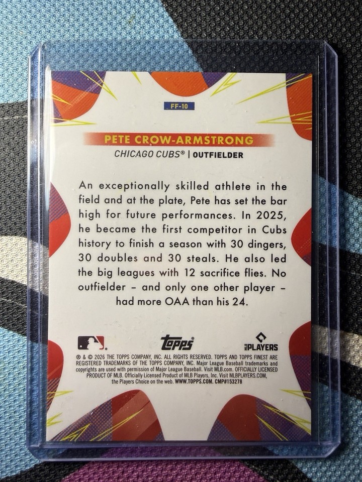 Send Help Background SEND OFFERS!! 2026 Topps Finest Futures /10 Pete Crow-Armstrong #FF-10 ...