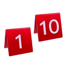 Red Acrylic Table Numbers 1-10 Tents Style Cards for Wedding Reception Cafe