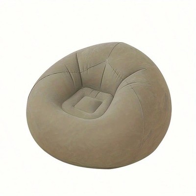 Inflatable Lounge Chair, Beanless Bag, Portable Flocking Round Sofa for Indoor