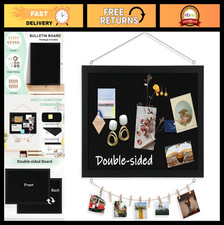 Double-Sided Black Cork Board 16x12 - Wood Fr...