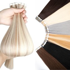 Seamless Tape in Skin Weft Remy Human Hair Extensions Highlight Thick 20-40pcs