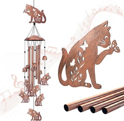Cat Wind Chimes Outside Gifts for Women Metal Wind Chimes 34'' Unique Windchimes