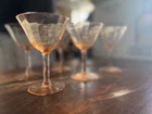 VINTAGE PINK DEPRESSION GLASSES PRETTY PANEL  set of 6