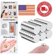 Multi Use Fridge Magnets 45 Pcs 6x2mm Silver Neodymium for School and Kitchen