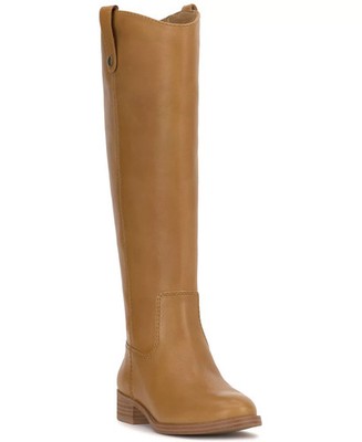 INC International Concept Fawne Leather Knee High Boots Women's 8.5M Amber Solid