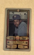 1983 PERMA GRAPHIC==GOLD==SUPER-STAR #-21 CECIL COOPER==MILWAUKEE BREWERS