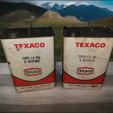 Vintage Texaco Cappella Oil D Waxfree 1 Gallon Cans Man Cave Garage Shop Bundle