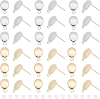 Dicosmetic 40 StüCk 2 Farbens Oval Ohrstecker ZubehöR Edelstahl Ohrstecker Mit S