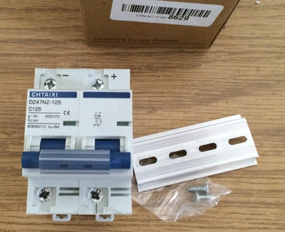 CHTAIXI 2P 125A DC  Circuit Breaker  DZ47NZ-125 C125 500v  Panel Mount Din Rail