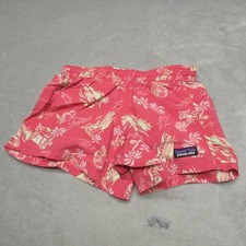Patagonia Baggies Shorts Girls Small Pink Palm Tree Print Swim Quick Dry Trunks