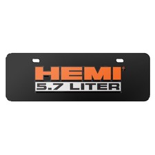 Hemi 5.7 Liter 3d Logo On Black 12x4 Half-size Stainless Steel License Plate