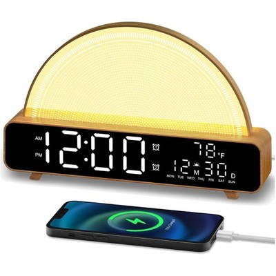 Multi-Functional Sunrise Alarm Clock with Large LED Display & Soothing Sounds