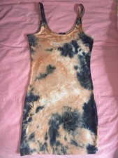 Tie-Dye Orange black Bodycon Dress SMALL Rue 21 92% Polyester, 8% Spandex