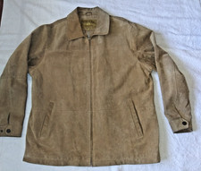 Boston Harbour Genuine Leather Jacket Men's L Brown Full Zip Mid-Length Coat