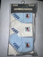 Fubu Newborn Socks 3 Pairs : 2 Pairs Blue One Pair White 80 Cotton 20 Spandex