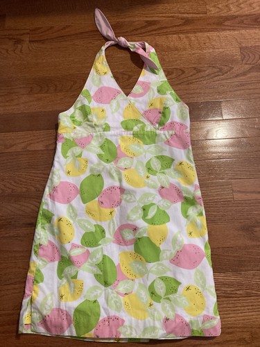 Lilly Pulitzer Lemon Halter Dress Vintage White Label RARE SIZE 14 Girls