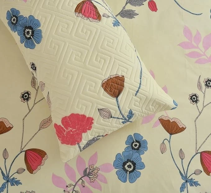 Juego de sábanas estampadas premium de 5 piezas tamaño king | diseño plano de mezcla de algodón Foto 3 de 4