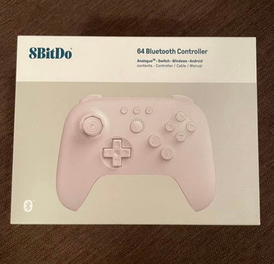 8BitDo 64 Bluetooth Controller for Analogue 3D, Switch, Switch 2, White 